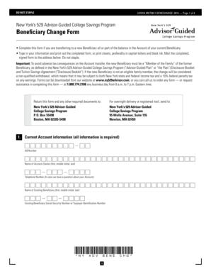 New York 529 Beneficiary Change Form