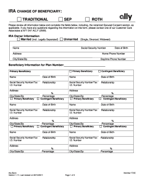 IRA Change of Beneficiary Form
