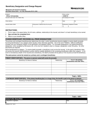 Beneficiary Designation and Change Request