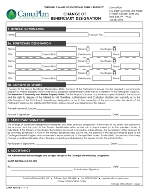 Change of Beneficiary Form