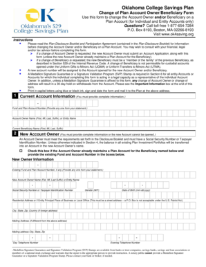 Oklahoma College Savings Plan Change Form