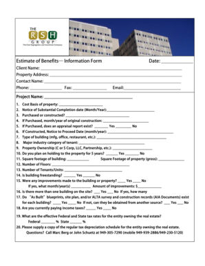 Real Estate Benefit Estimate Form