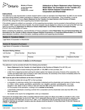 Addendum to Sworn Statement when Claiming an Exempt Transfer ... - forms ssb gov on