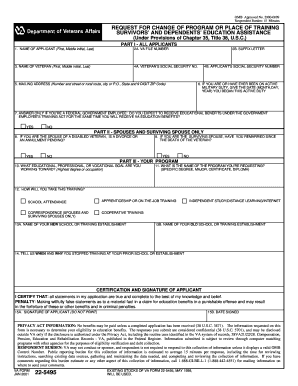 Request for Change of Program or Place of Training