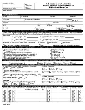 McDonald’s Licensees Health & Welfare Plan Enrollment Form