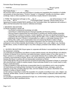 Exclusive Buyer Brokerage Agreement