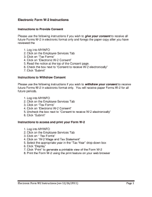 Electronic Form W-2 Consent Instructions