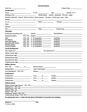Personal History Form