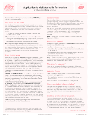 Australia Tourist Visa Application Form 48R