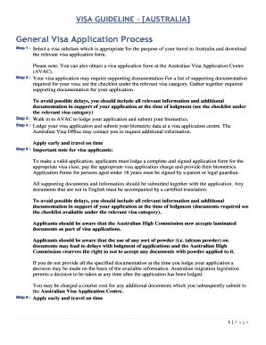 Australia Tourist Visa Application Checklist