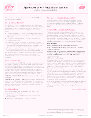 Australia Tourist Visa Application Form 48R