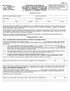New York State Certification of Tax Status