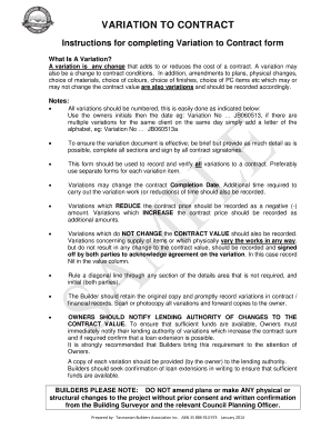 Variation to Contract Form