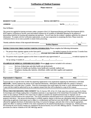 HUD Medical Expense Verification Form