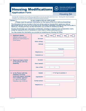Housing Modifications Application Form