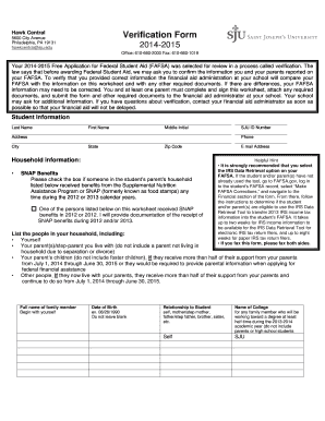 2014-2015 FAFSA Verification Form