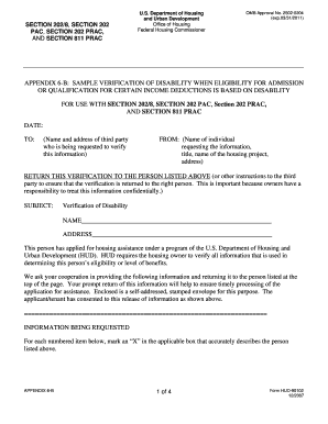 SAMPLE VERIFICATION OF DISABILITY WHEN ELIGIBILITY FOR ADMISSION OR QUALIFICATION FOR CERTAIN INCOME DEDUCTIONS IS BASED ON DISABILITY. Employment Verification Form - martinhousing