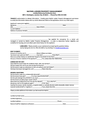 Landlord Reference Verification Form