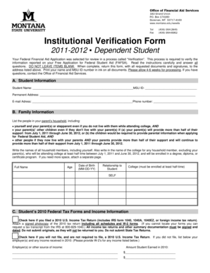 Institutional Verification Form