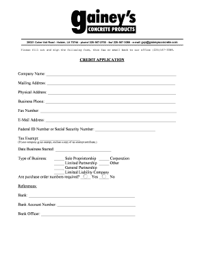 Credit Application Form
