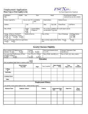 Employment Application Form