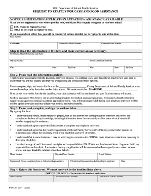 Ohio Request to Reapply for Cash and Food Assistance