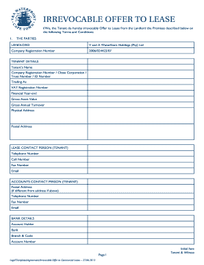 Irrevocable Offer to Commercial Lease