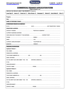 Commercial Tenancy Application Form