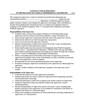 Contract for Supervision in Clinical Professional Counseling