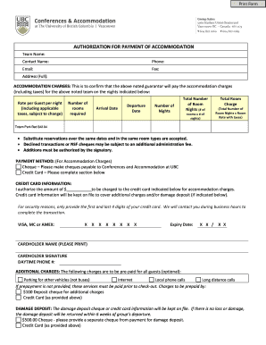 Authorization for Payment of Accommodation