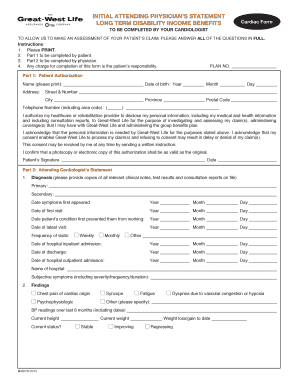 Initial Attending Physician’s Statement Long Term Disability Benefits Cardiac Form