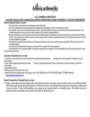 Flexible Spending Account Dependent Reimbursement Request Form