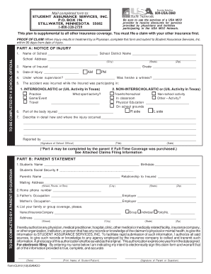 Student Injury Claim Form