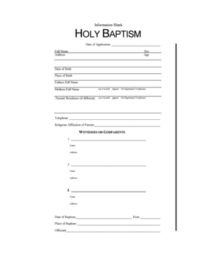 Holy Baptism Application Form