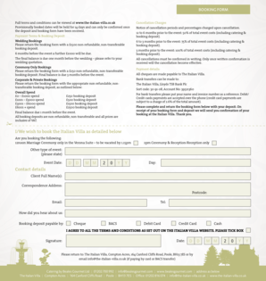 Wedding Booking Form - The Italian Villa - the-italian-villa co