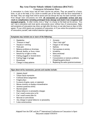 BACSAC Concussion Information Sheet