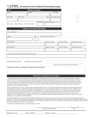 CTYFL Athlete Information and Waiver Form