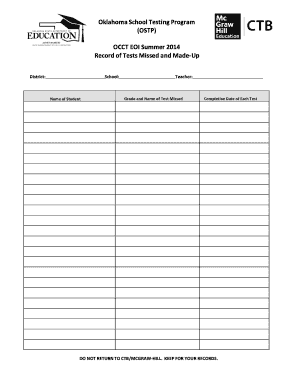 Oklahoma School Testing Program Record