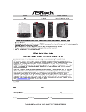 ASRock Mail-In Rebate Form
