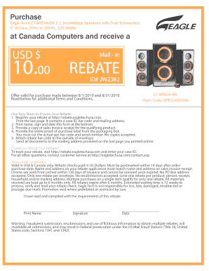 Eagle Arion ET-AR506-BK Rebate Form