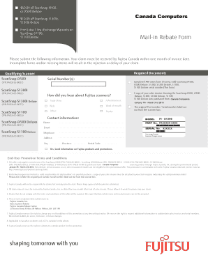 Fujitsu Canada Scanner Mail-in Rebate Form