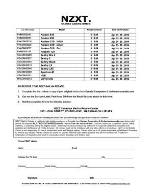 NZXT Mail-In Rebate Form