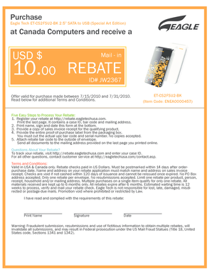Eagle Tech Mail-in Rebate Form