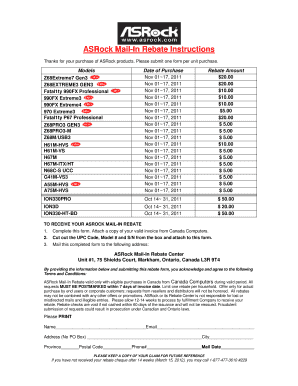 ASRock Mail-In Rebate Form
