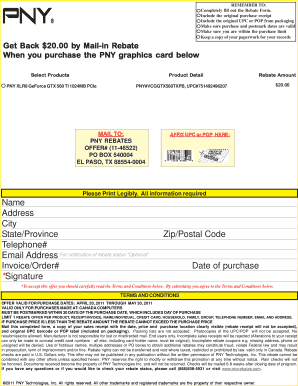 PNY Graphics Card Mail-in Rebate Form
