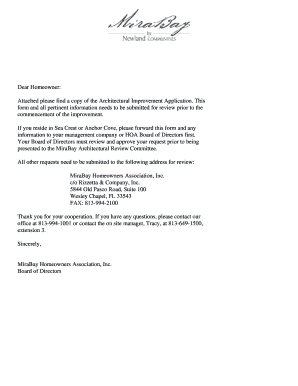 MiraBay Architectural Review / Modification Form - Eaton Realty, LLC