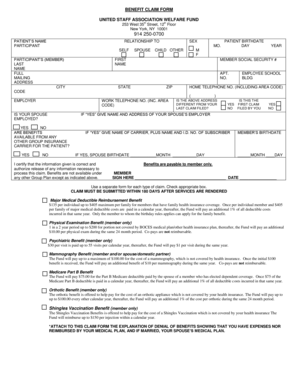 United Staff Association Welfare Fund Benefit Claim Form