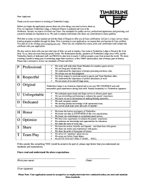 Timberline Lodge Employment Application