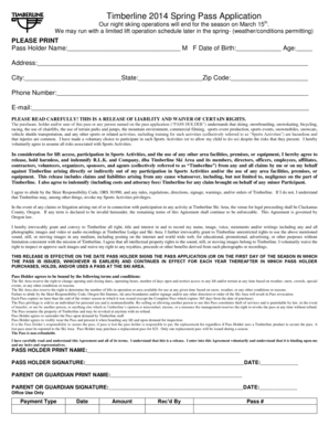 Timberline Spring Pass Application