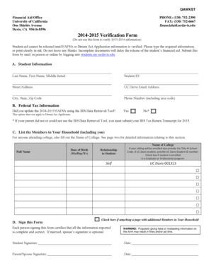 2014-2015 Verification Form